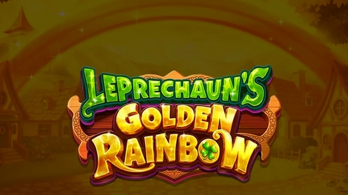 Isang makulay na representasyon ng Leprechaun's Golden Rainbow slot na may mga gintong barya at bahaghari.